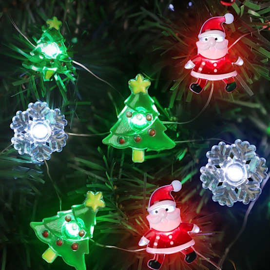 Guirlande lumineuse de Noël, 3 mètres, 30 lumières LED, décoration d'arbre de Noël, adaptée aux fêtes de jardin intérieures et extérieures