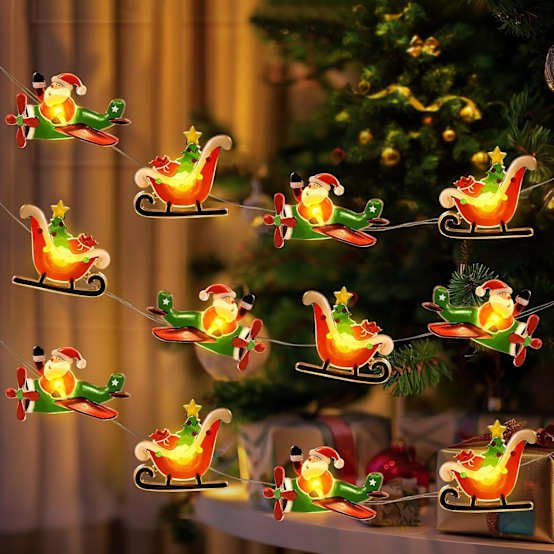 Guirlande lumineuse décorative de Noël, 10 pieds, 30 lumières LED, adaptée aux fêtes de Noël et aux décorations de vacances.