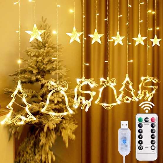 Rideau lumineux de Noël, guirlande lumineuse de Noël, renne, arbre étoilé, intérieur et extérieur, 8 modes USB, décoration de Noël