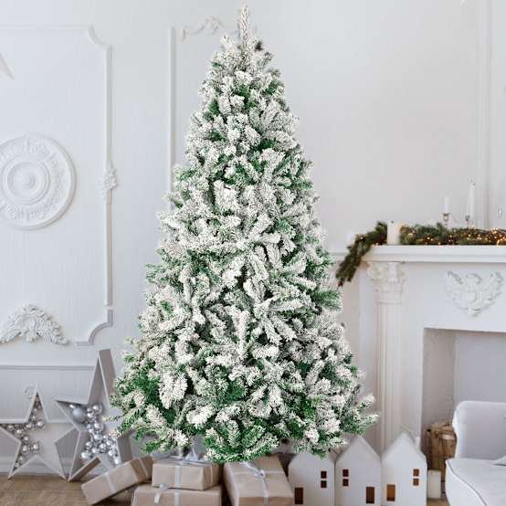 Sapin de Noël artificiel enneigé PVC 180 cm 989 têtes guirlande LED offerte – ComfortXL Outdoor Living